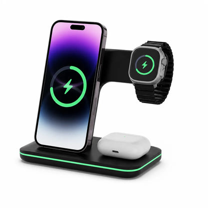 Wireless Charging Station 3-in-1 Phone Watch & Earbuds