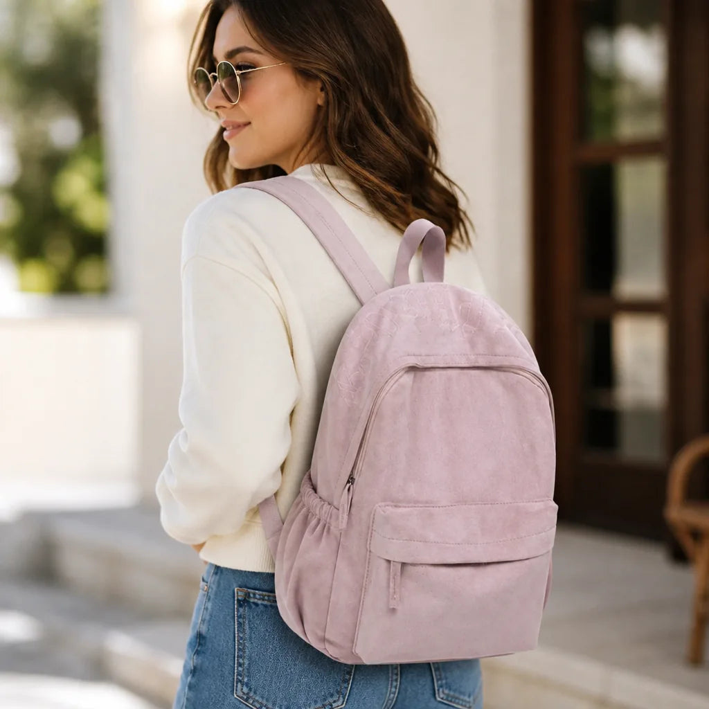 Women's Backpack Soft Suede Multiple Pockets