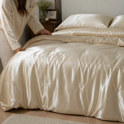 Women's Satin-Look Buttoned Duvet