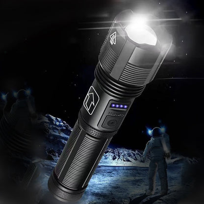 Waterproof Aluminum Flashlight with Zoom – Rechargeable Tactical Torch, 5 Modes for Camping and Vehicles
