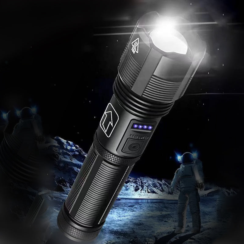 High-Power Rechargeable Flashlight with Adjustable Beam and 550m Range