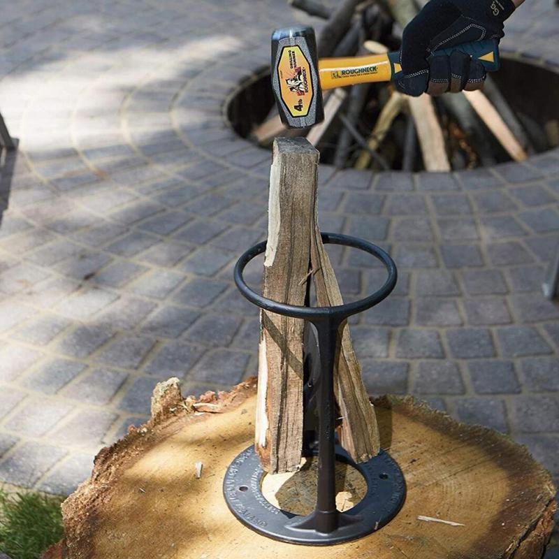 Log Splitter Tool with Forged Steel Frame and Mounting Holes for Firewood