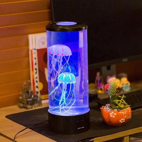 Color-Changing LED Jellyfish Tank Night Light with Moving Water Effect