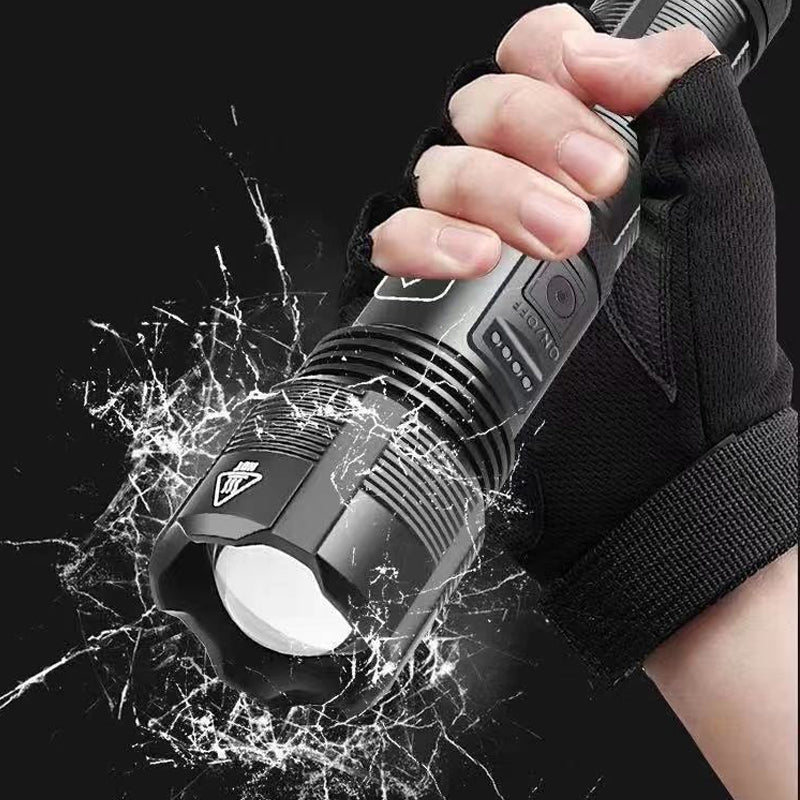 High-Power Rechargeable Flashlight with Adjustable Beam and 550m Range