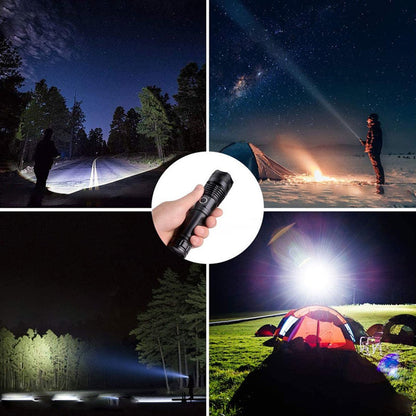 High-Power Rechargeable Flashlight with Adjustable Beam and 550m Range
