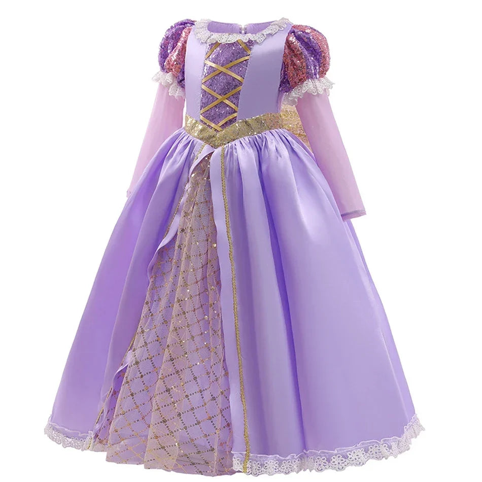 Charming Midi Dress for Girls with Elegant Puff Sleeves
