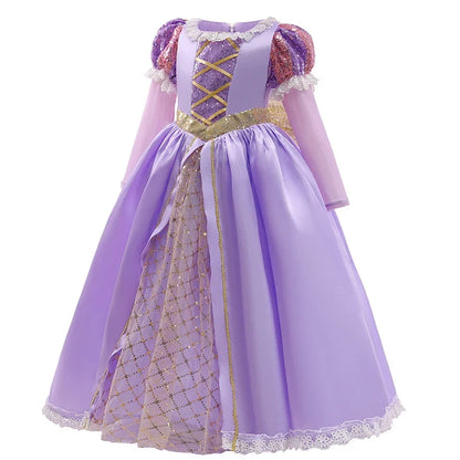 Charming Midi Dress for Girls with Elegant Puff Sleeves