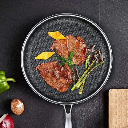 Versatile Stainless Steel Skillet with Non-Stick Pixel Design