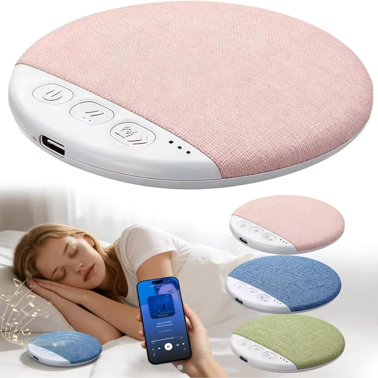 Under-Pillow Audio System with Rechargeable Battery & Ambient Sounds
