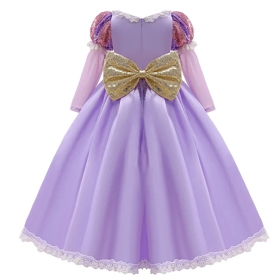 Charming Midi Dress for Girls with Elegant Puff Sleeves