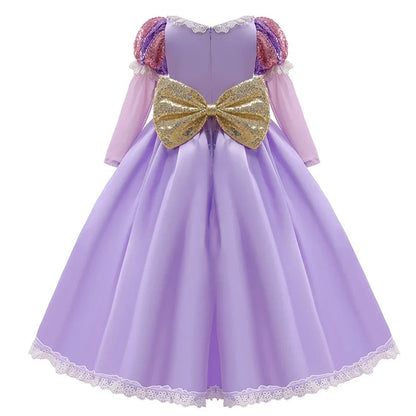 Charming Midi Dress for Girls with Elegant Puff Sleeves