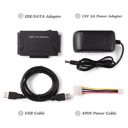 External Hard Drive Adapter for IDE and SATA – USB 3.0 Reader for 2.5 & 3.5 inch HDD, SSD, CD, DVD