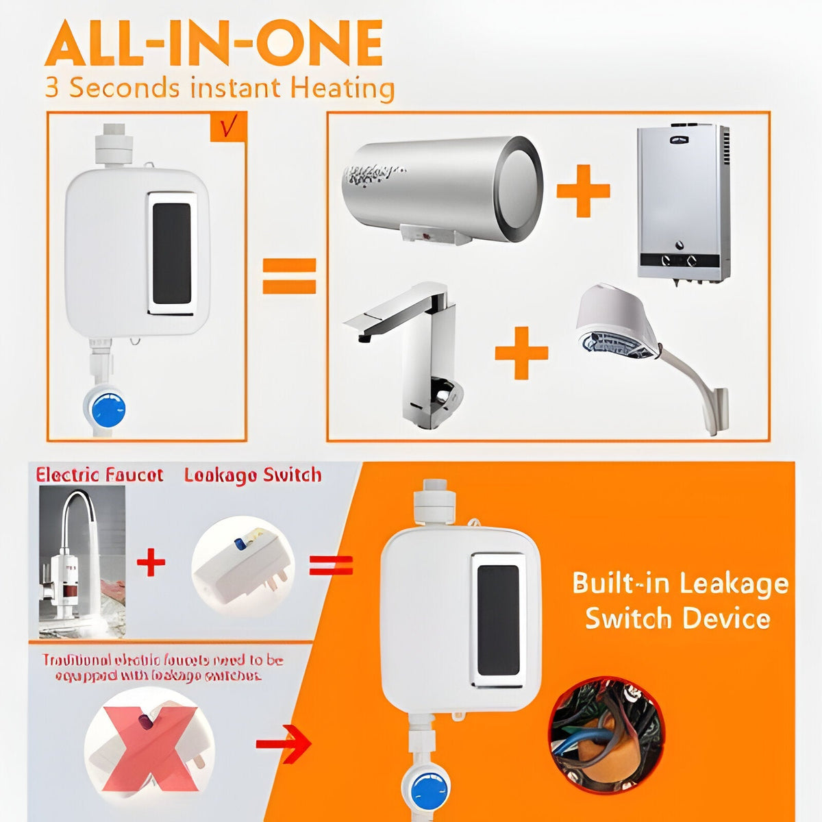 Rapid Flow Electric Water Heater 3500W with Smart Display