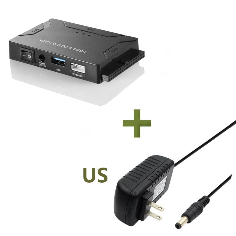 External Hard Drive Adapter for IDE and SATA – USB 3.0 Reader for 2.5 & 3.5 inch HDD, SSD, CD, DVD