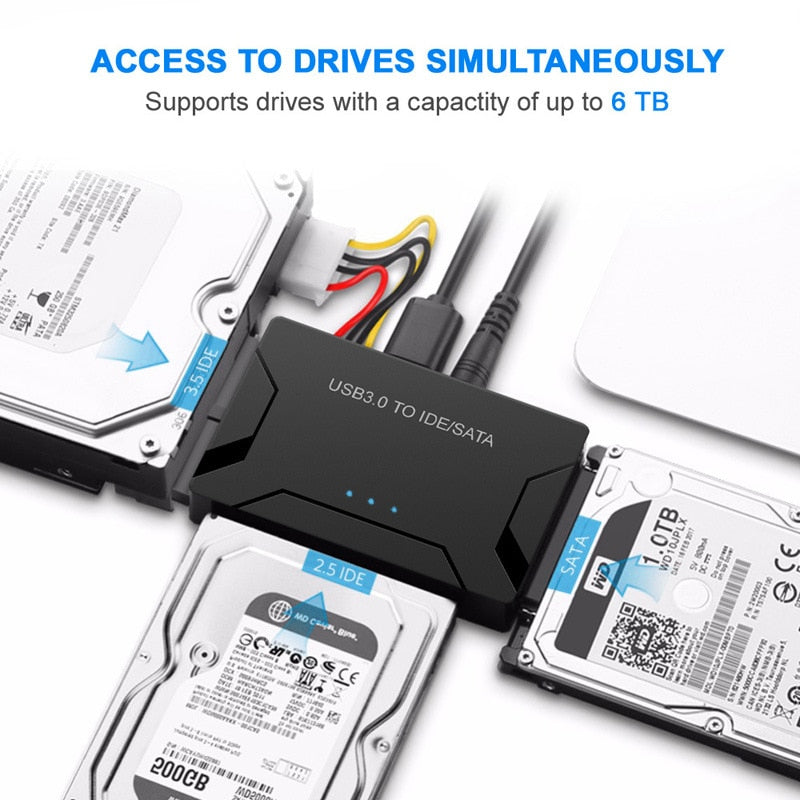 External Hard Drive Adapter for IDE and SATA – USB 3.0 Reader for 2.5 & 3.5 inch HDD, SSD, CD, DVD