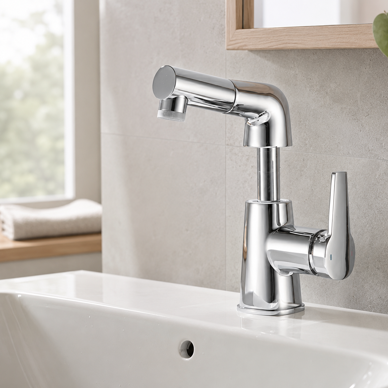 Swivel Spout Kitchen Sink Faucet with Pull-Out Design