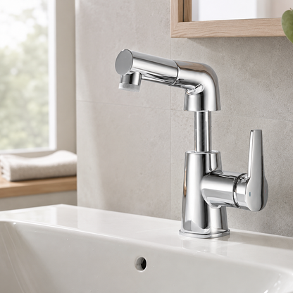 Swivel Spout Kitchen Sink Faucet with Pull-Out Design