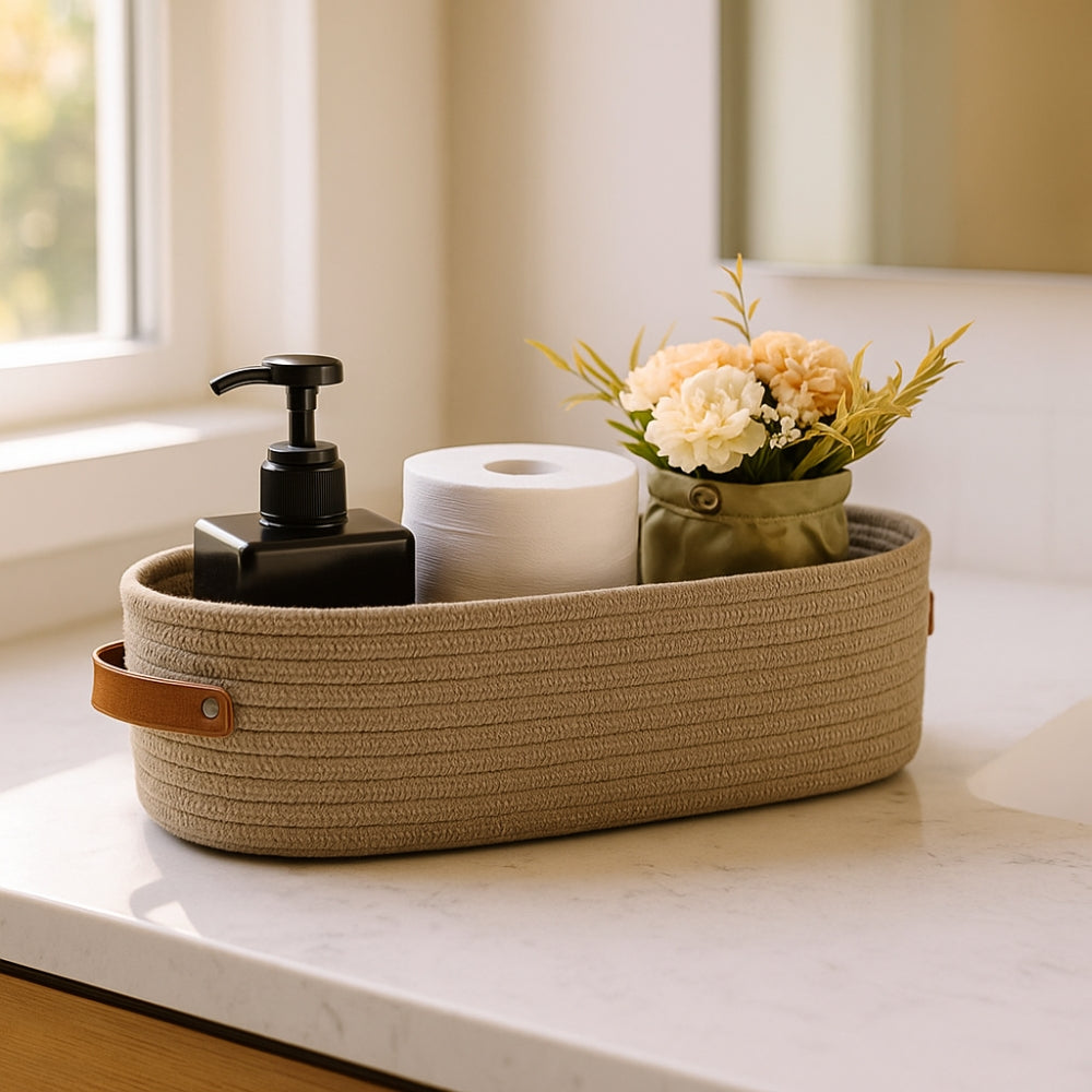 Chic Organizer Basket for Storage – Woven Design with Two Handles