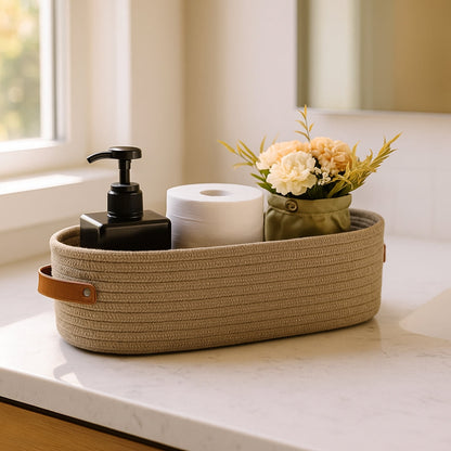 Chic Organizer Basket for Storage – Woven Design with Two Handles