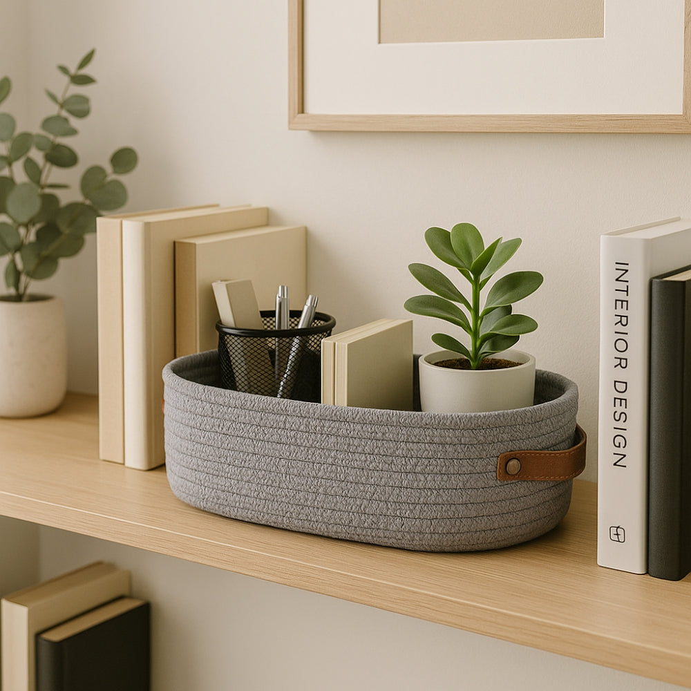 Chic Organizer Basket for Storage – Woven Design with Two Handles
