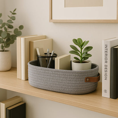 Chic Organizer Basket for Storage – Woven Design with Two Handles