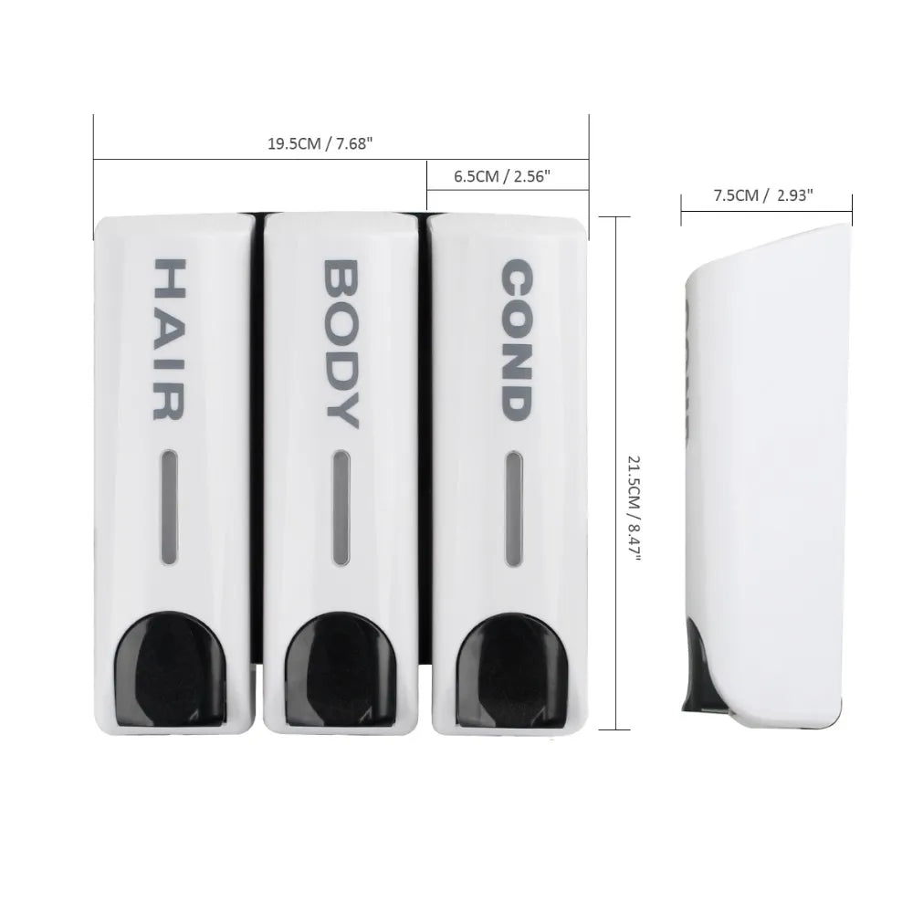 Triple Chamber Shower Dispenser for Effortless Organization