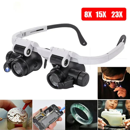 Magnifying Glasses with LED Light and Interchangeable Lenses, 8x 15x 23x