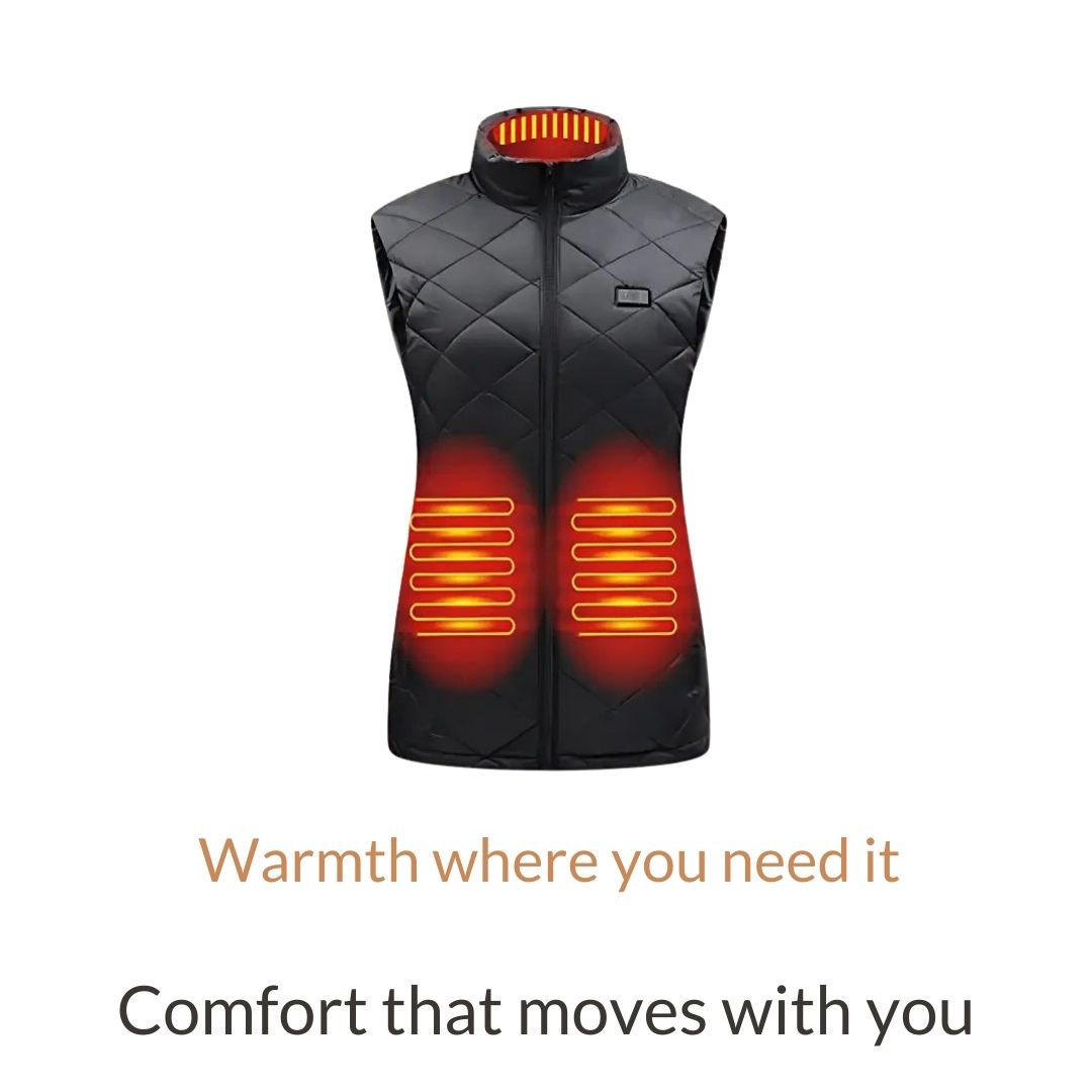 USB Heated Vest for Women - 9 Heating Zones, 3 Heat Levels, Black or Blue