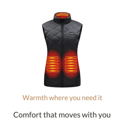 USB Heated Vest for Women - 9 Heating Zones, 3 Heat Levels, Black or Blue