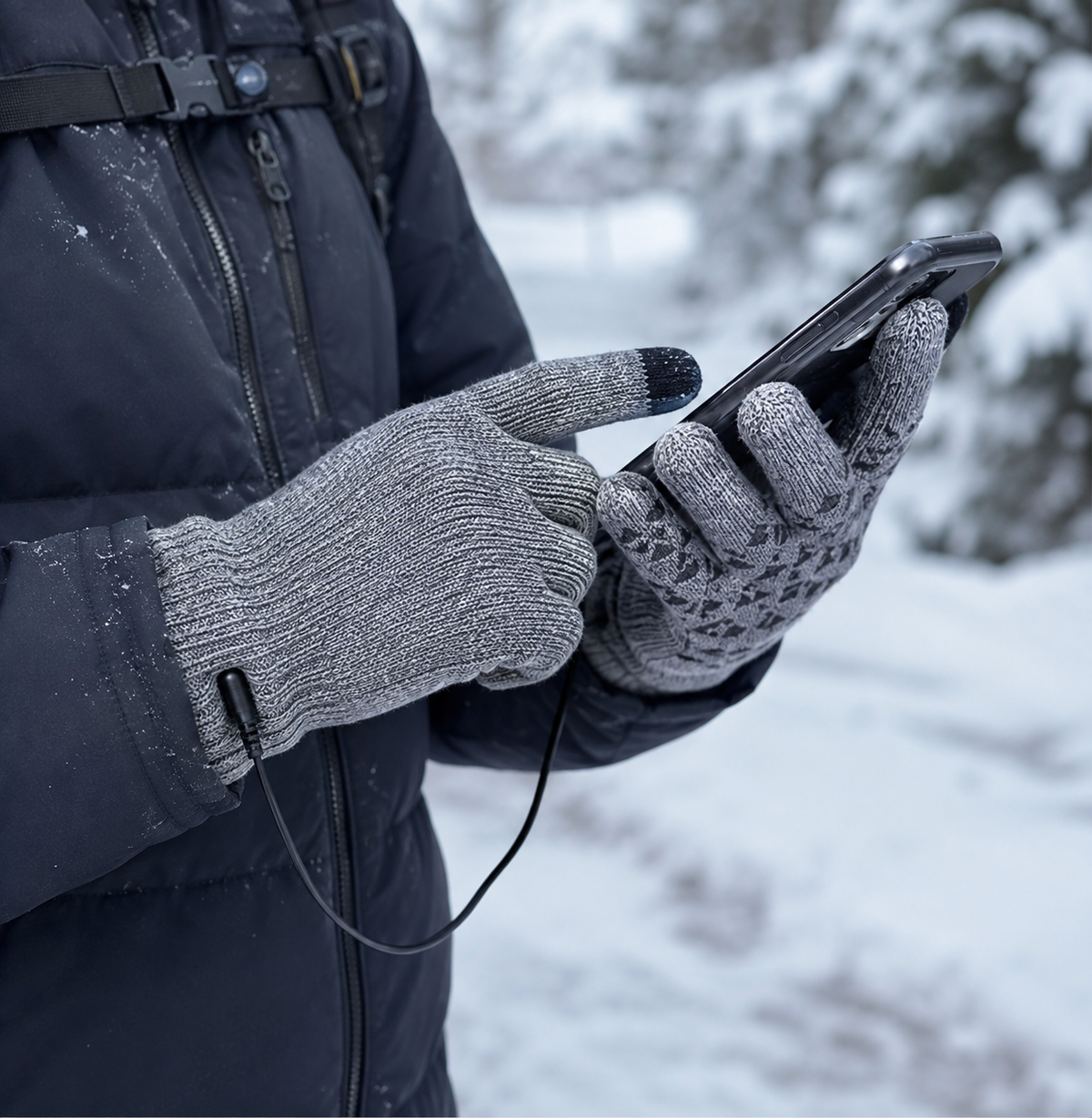 Touchscreen Winter Gloves with USB Heating - Three Finger Design for Skiing, Cycling, and Riding
