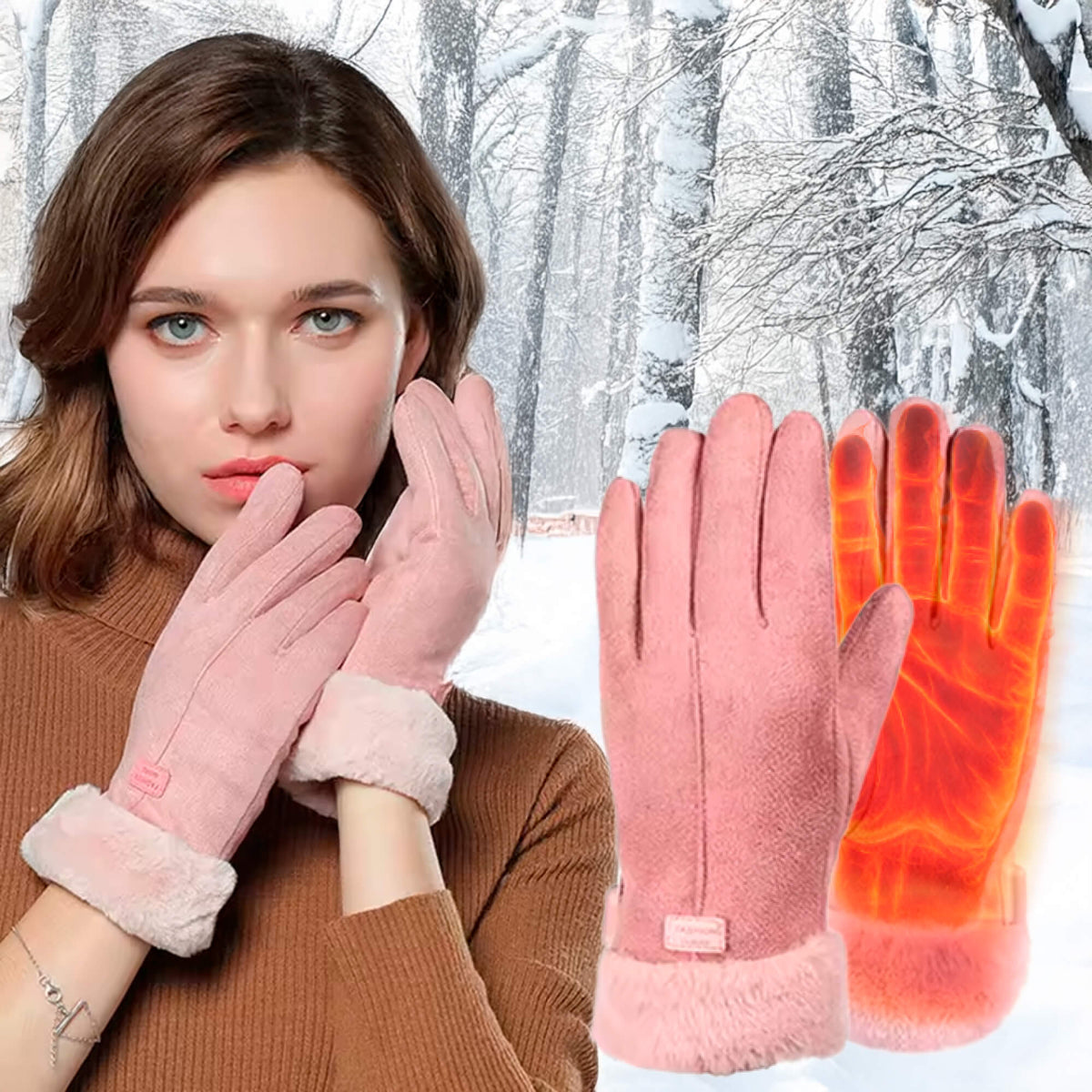 Waterproof Touchscreen Thermal Gloves for Women – USB Rechargeable