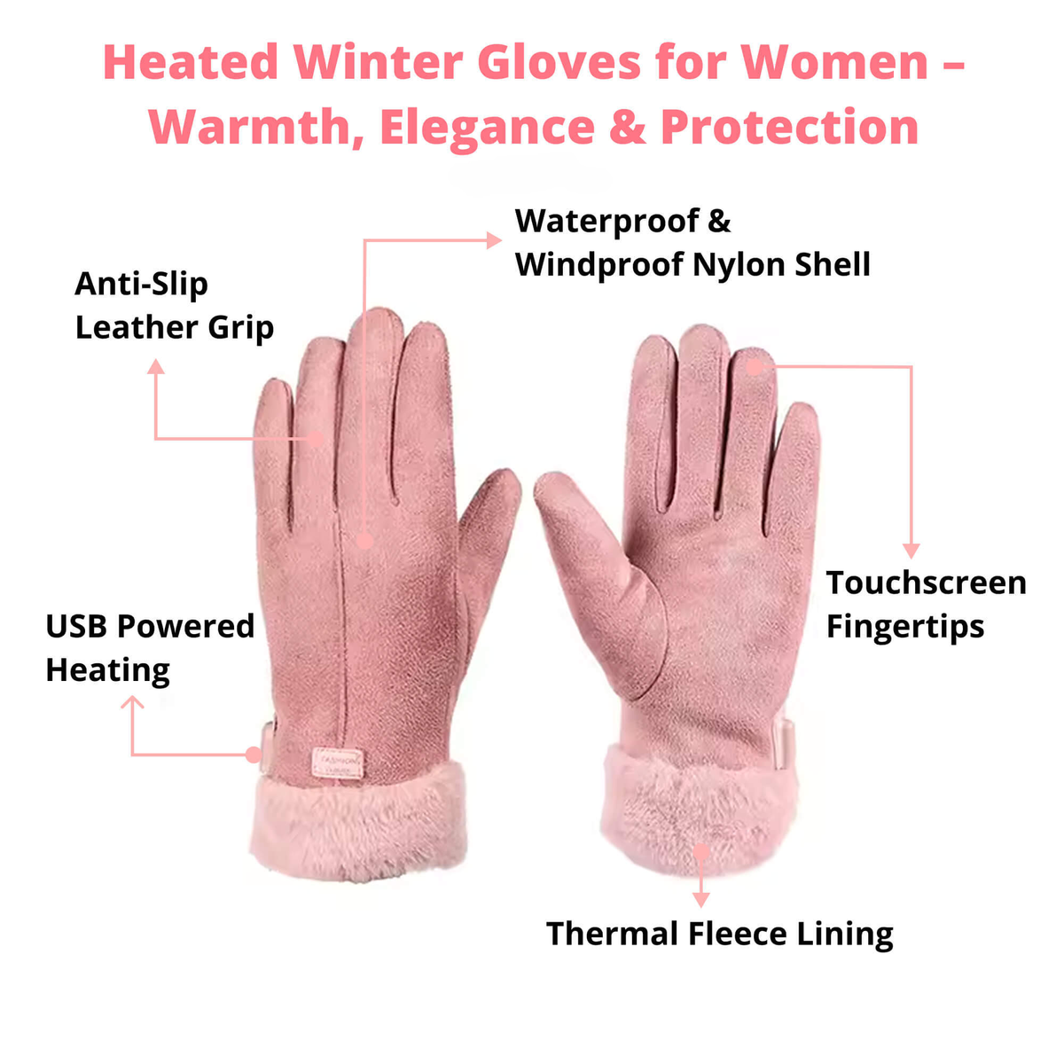 Waterproof Touchscreen Thermal Gloves for Women – USB Rechargeable