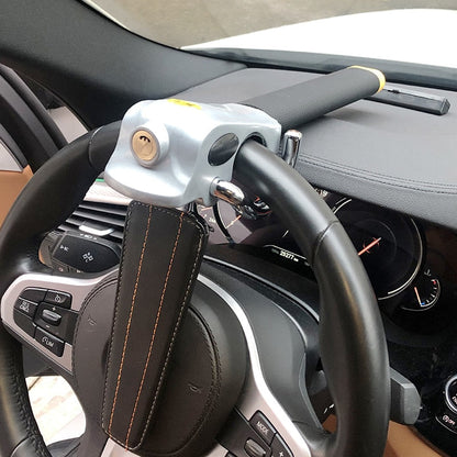 Heavy-Duty Steering Wheel Lock with Tri-Directional Security System