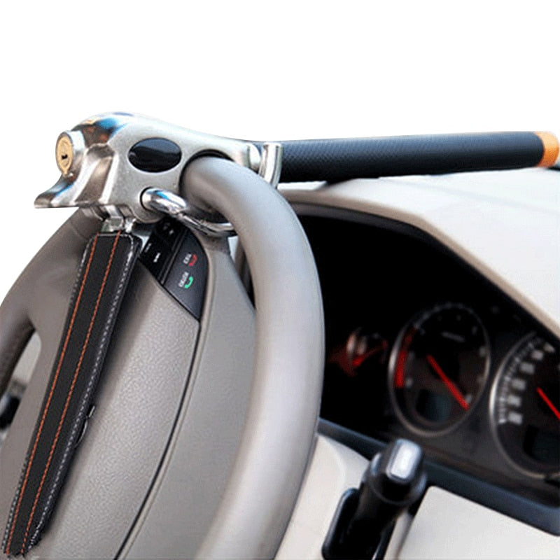 Heavy-Duty Steering Wheel Lock with Tri-Directional Security System