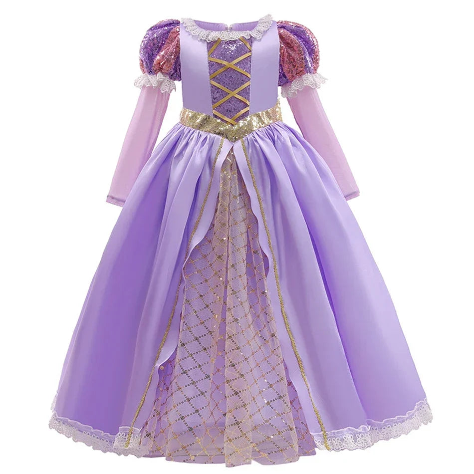 Charming Midi Dress for Girls with Elegant Puff Sleeves