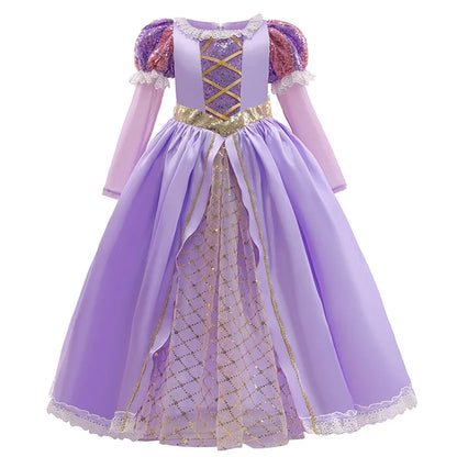 Charming Midi Dress for Girls with Elegant Puff Sleeves