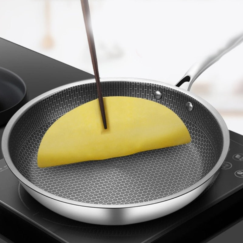Versatile Stainless Steel Skillet with Non-Stick Pixel Design