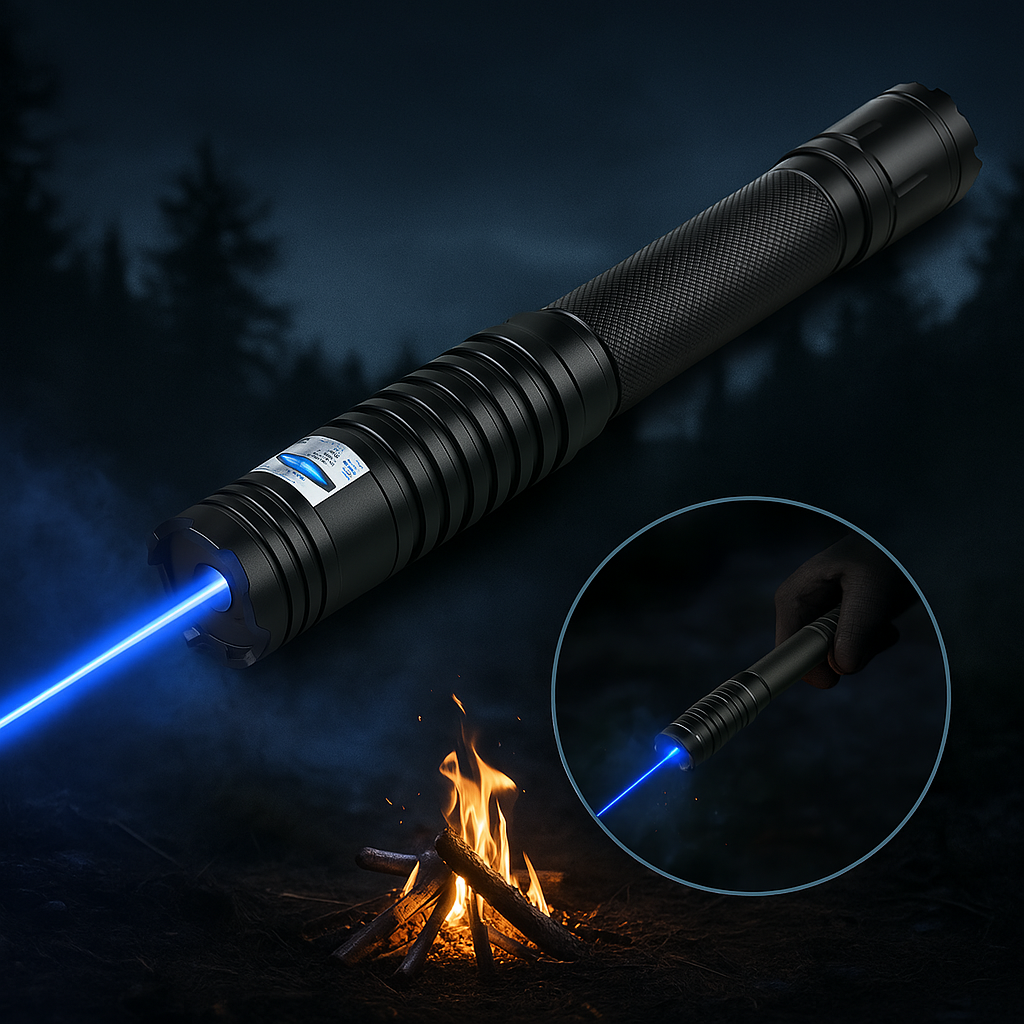 Tactical Outdoor Blue Laser Flashlight with Adjustable Focus – 450nm
