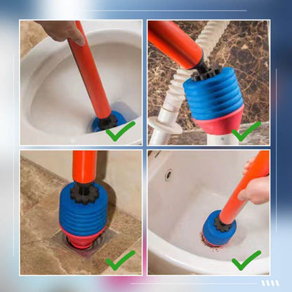 Powerful Toilet Unclogger with Ergonomic Air Pump and Adapters