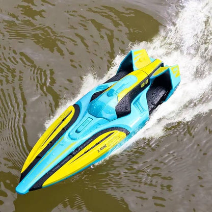 Remote Control Speedboat with Dual Motors and LED Lighting for Water Play