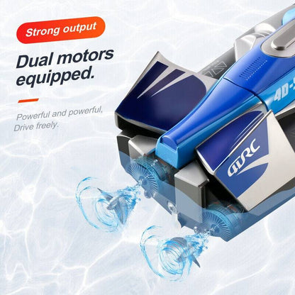 Remote Control Speedboat with Dual Motors and LED Lighting for Water Play