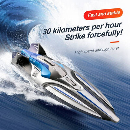 Remote Control Speedboat with Dual Motors and LED Lighting for Water Play