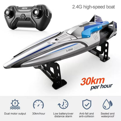 Remote Control Speedboat with Dual Motors and LED Lighting for Water Play