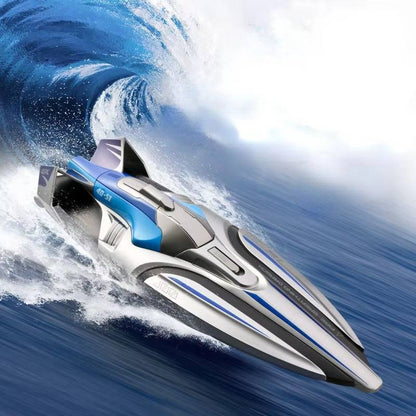 Remote Control Speedboat with Dual Motors and LED Lighting for Water Play