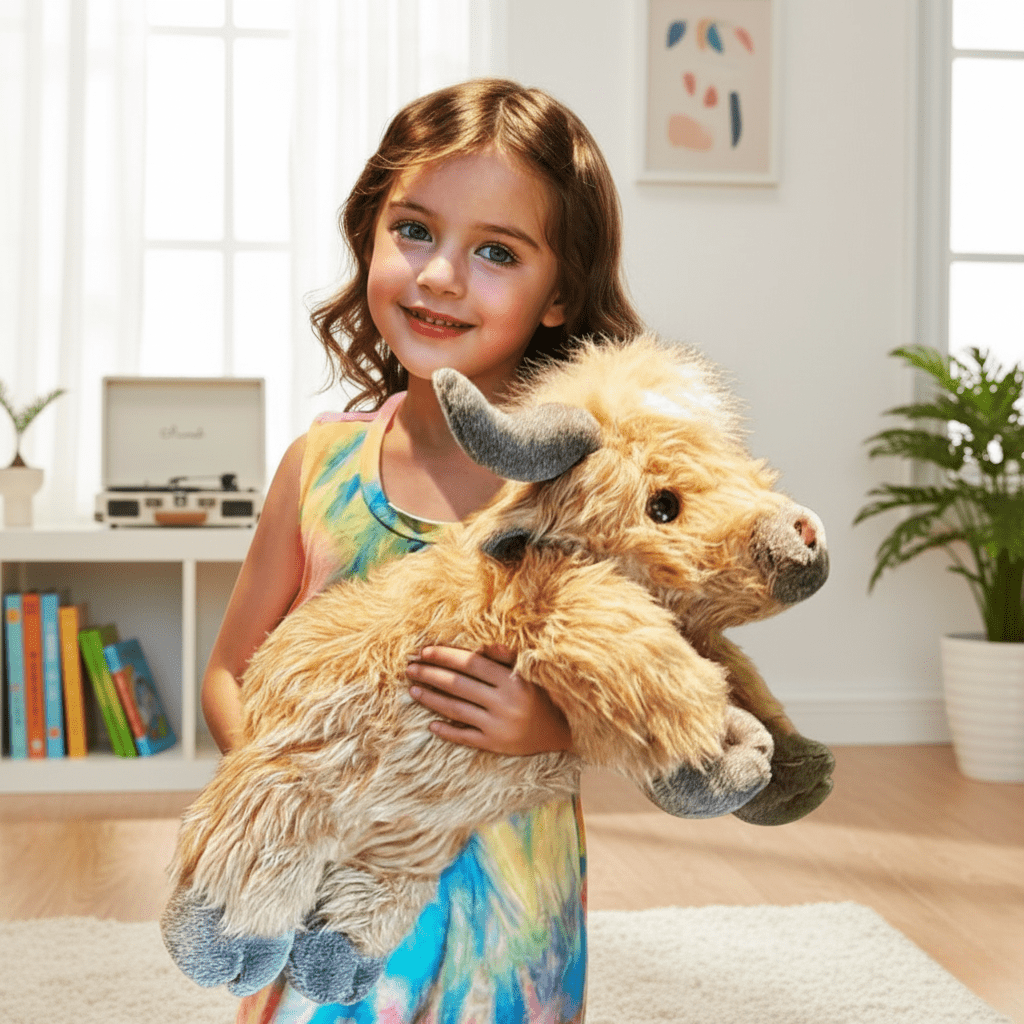 Cuddly Stuffed Highland Cow Toy | Soft Plush Animal for Hugging