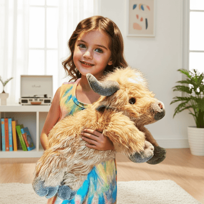 Cuddly Stuffed Highland Cow Toy | Soft Plush Animal for Hugging