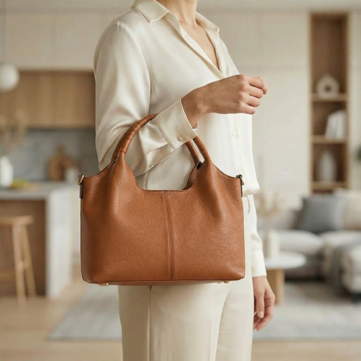 Soft Faux Leather Hobo Bag for Women with Adjustable Strap