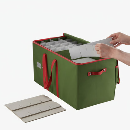 Storage Box for Christmas Ornaments with Adjustable Compartments