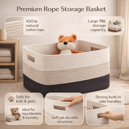 Spacious Handwoven Storage Bin with Durable Handles – Perfect for Organizing