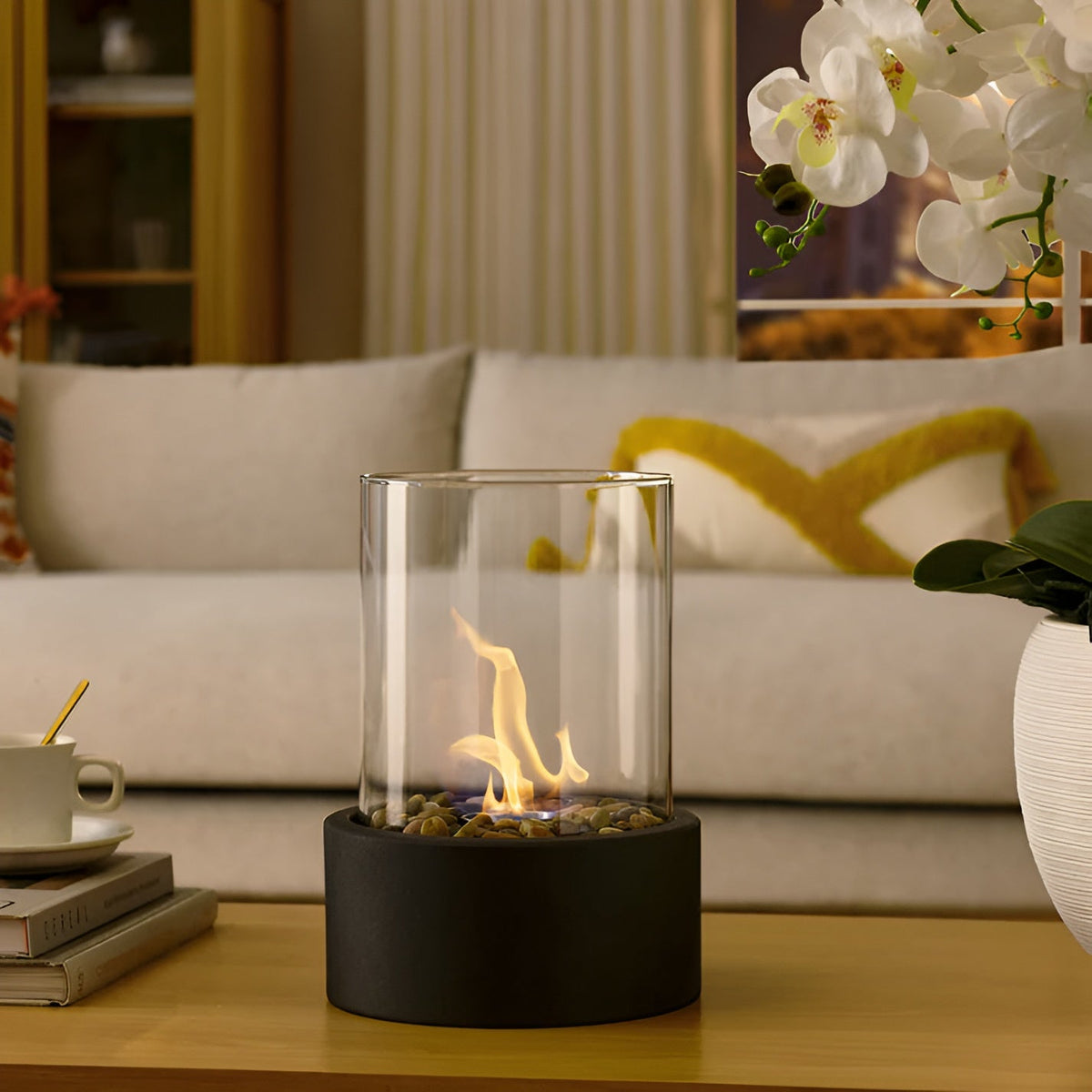 Tabletop Fire Pit - Round Design for Smokeless Flames